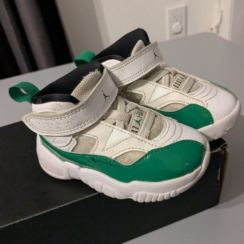 White Green Jordan toddler sneakers